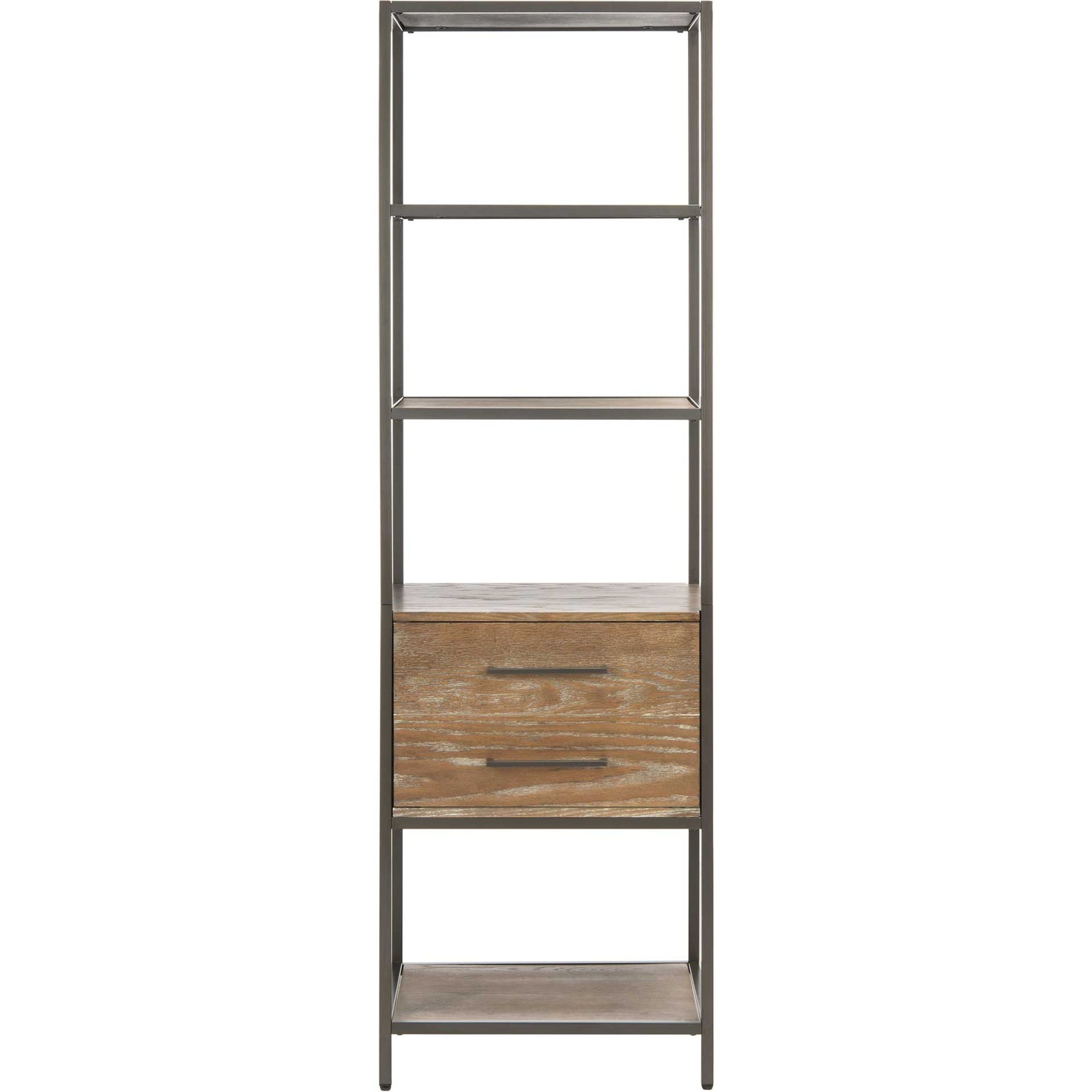 Johannes 5 Shelf 1 Drawer Etagere Rustic Oak/Gunmetal