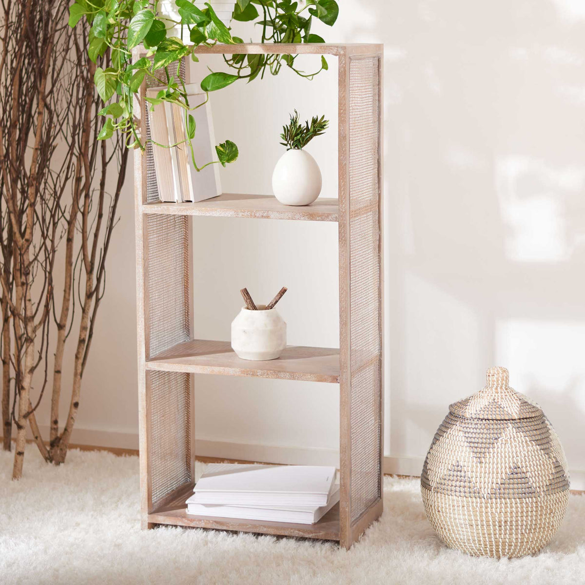 Phoebe 3 Shelf Etagere Gray White Wash