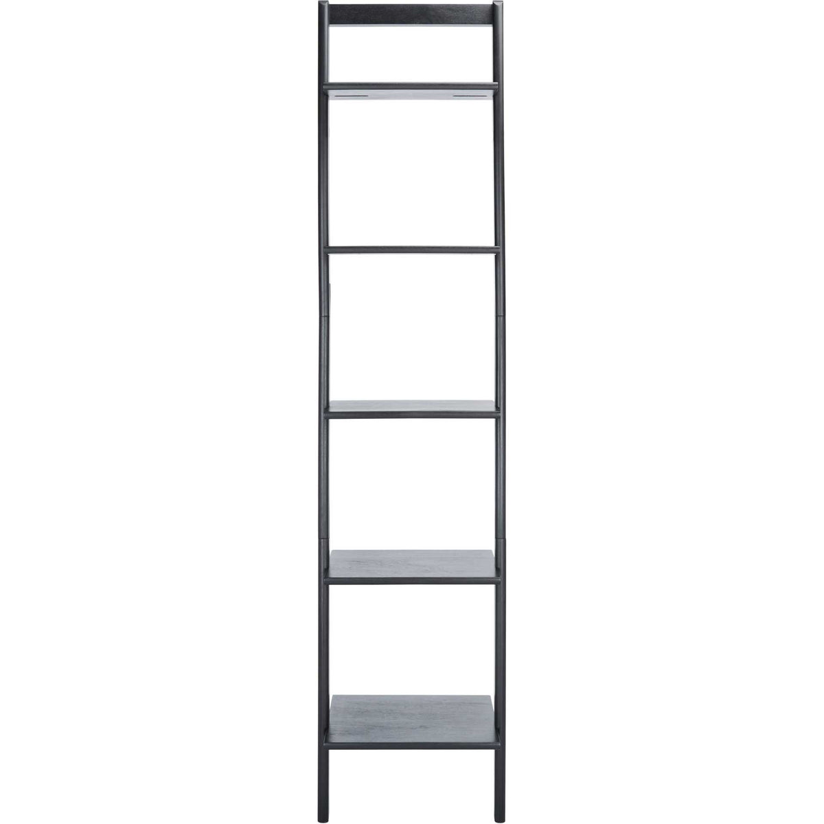 Sleek black uprights and five open shelves bring streamlined storage to narrow spaces || ETG9400D || front_studio