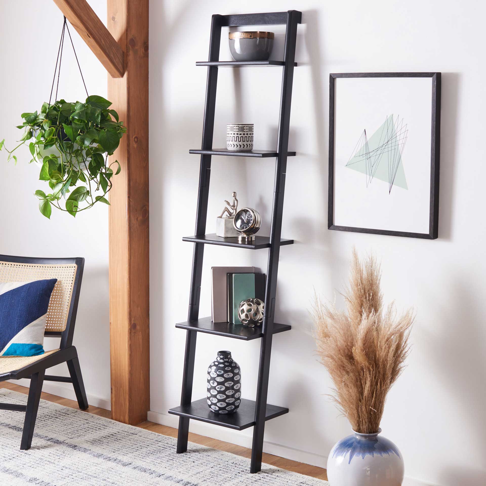 Albina 5 Tier Leaning Etagere All Black
