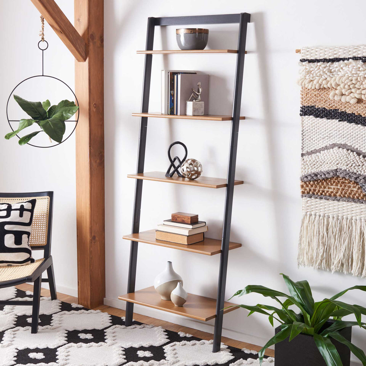 Cuallea 5 Tier Leaning Etagere Natural/Charcoal