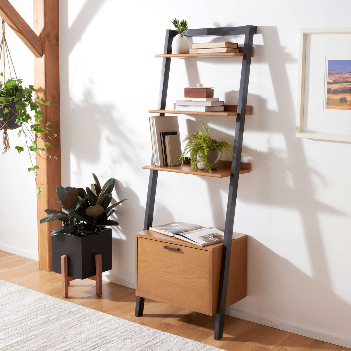 Landria 3 Shelf 1 Door Etagere Natural/Charcoal
