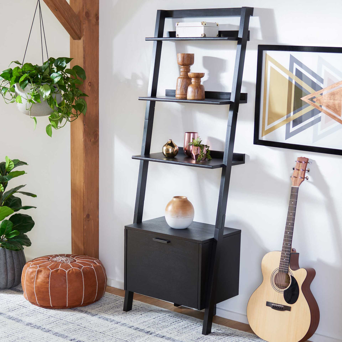 Landria 3 Shelf 1 Door Etagere Black