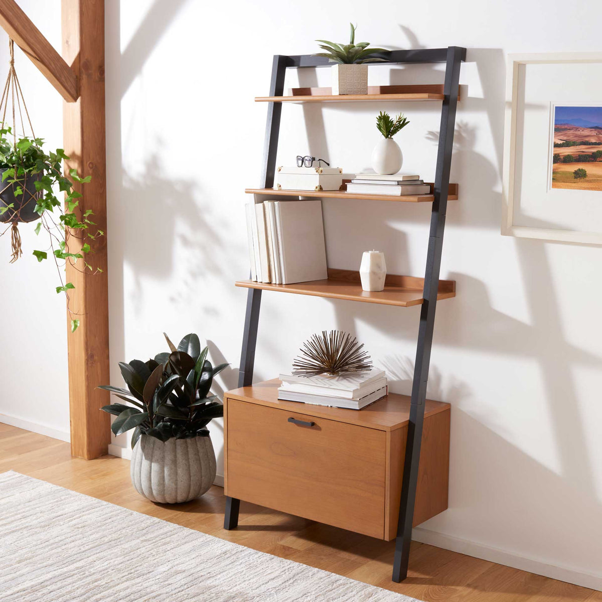 Vladan 3 Shelf 1 Door Etagere Natural/Charcoal