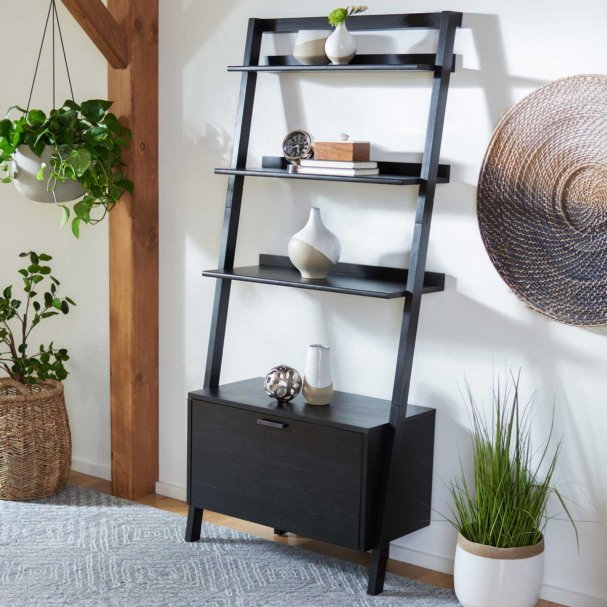 Vladan 3 Shelf 1 Door Etagere Black