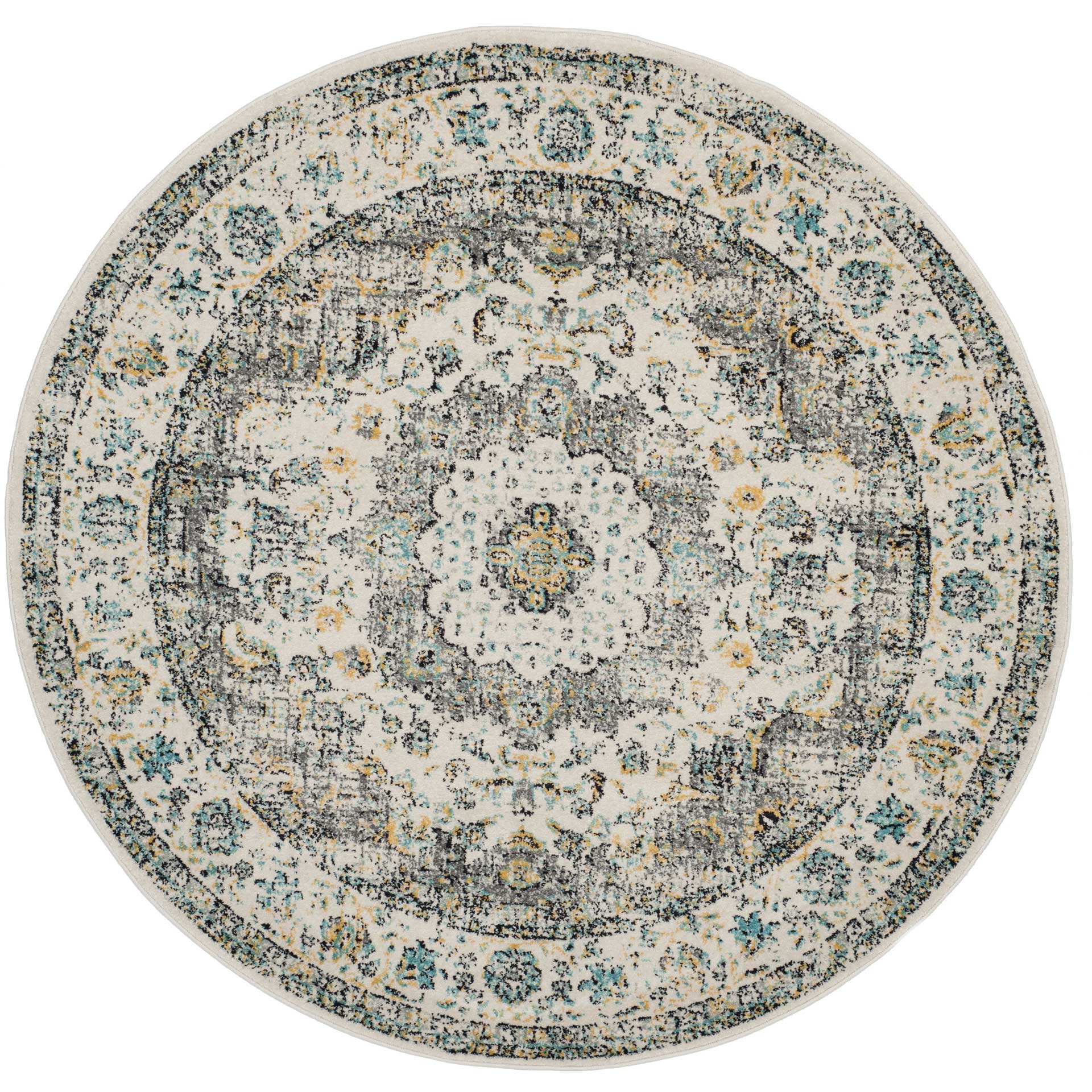 Evoke Medallion Gray/Gold Round Rug - Froy.com