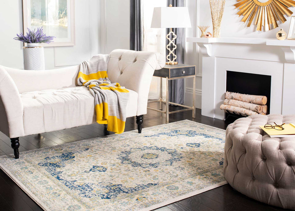 Evoke Medallion Ivory/Blue Area Rug - Froy.com