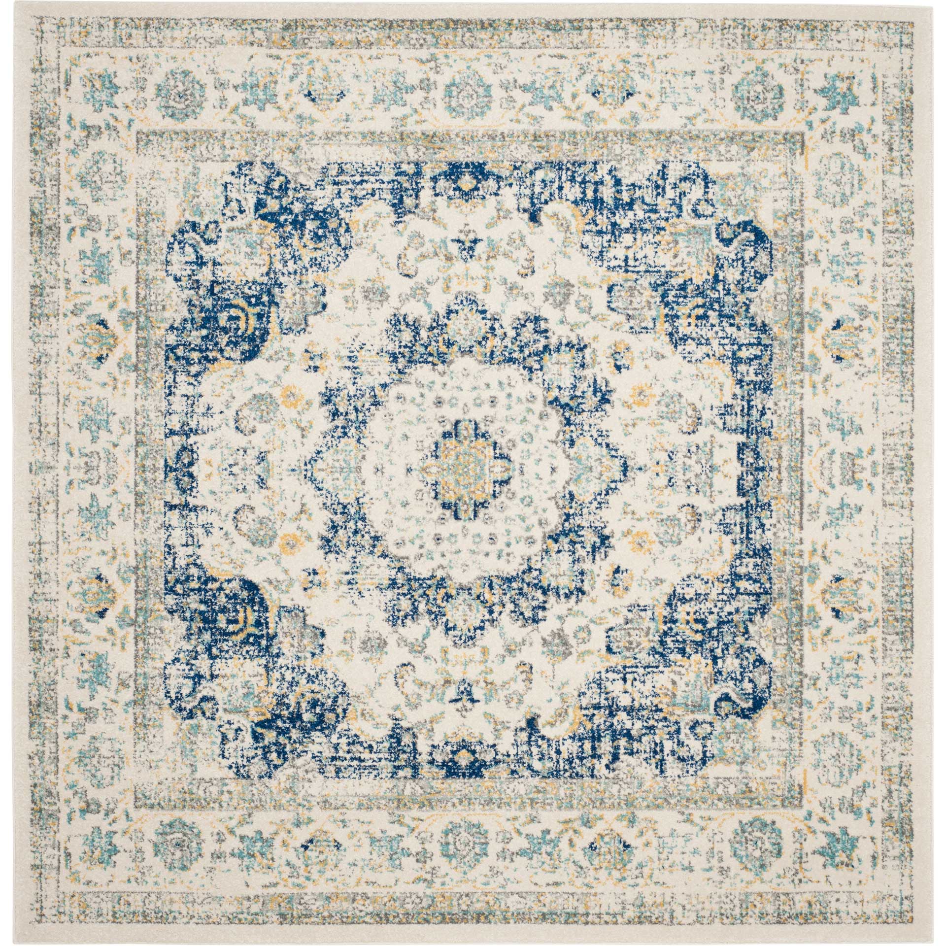 Evoke Medallion Ivory/Blue Area Rug - Froy.com