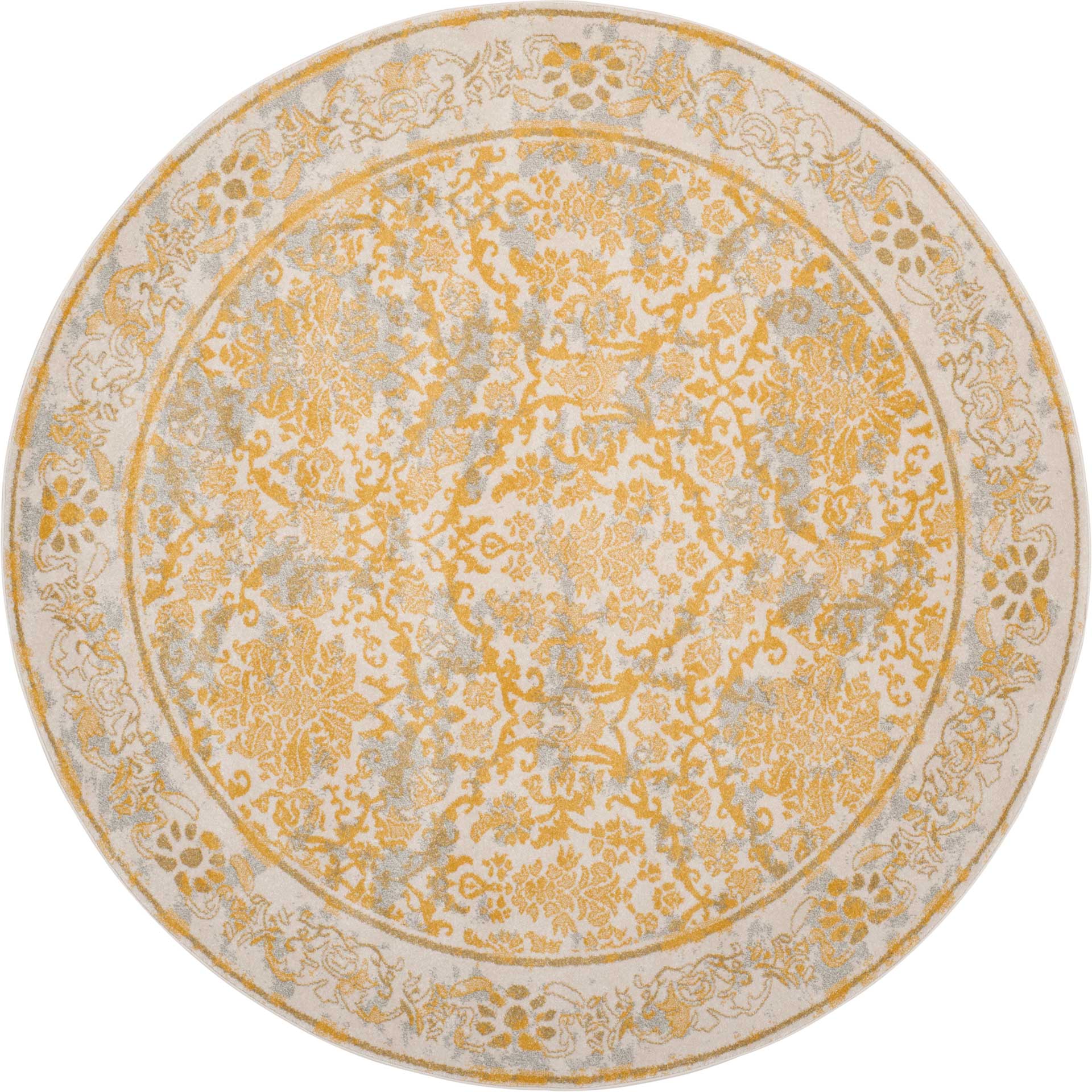 Evoke Ivory/Gold Round Rug - Froy.com