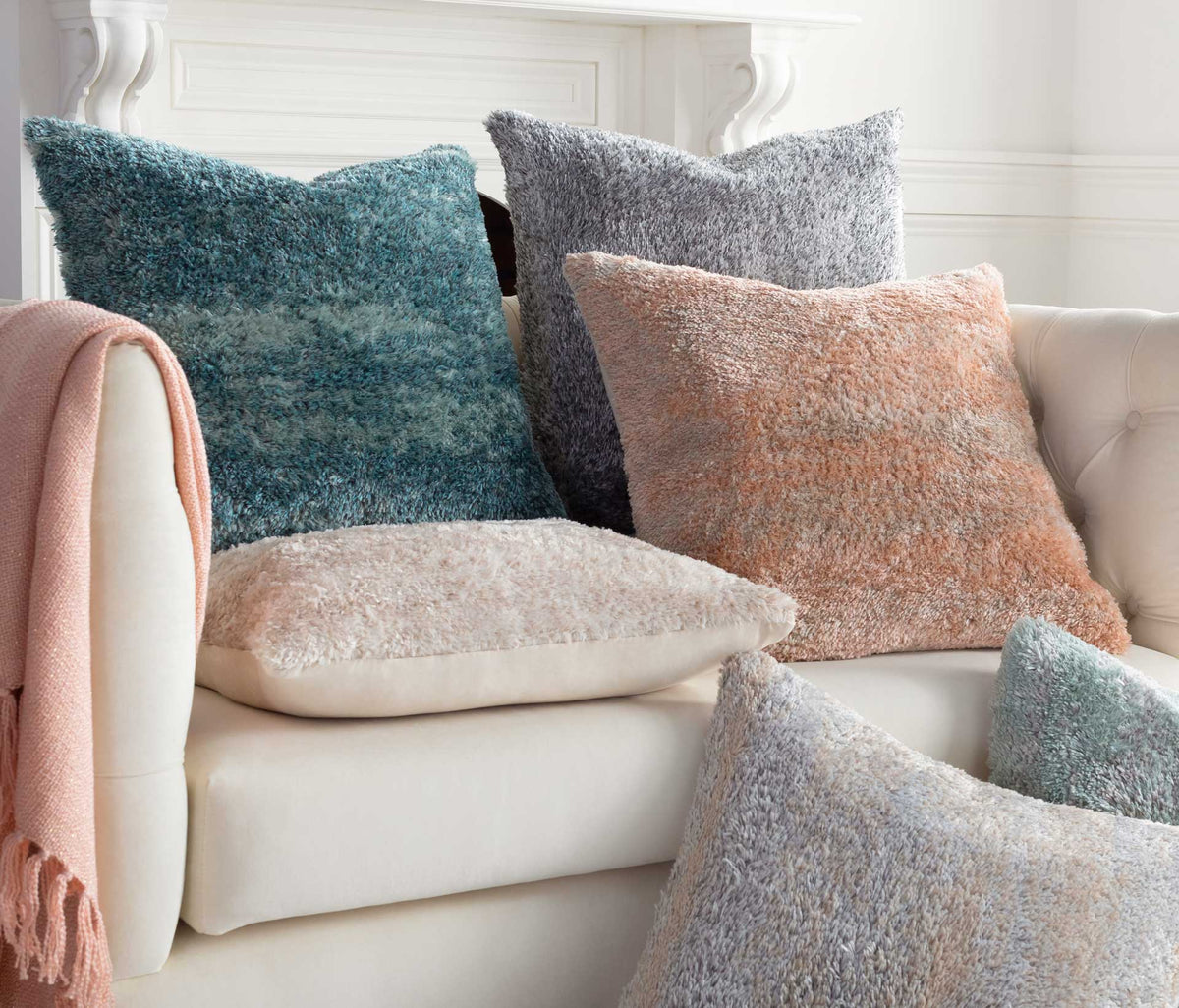 Flora Pillow Beige/Ivory/Light Gray