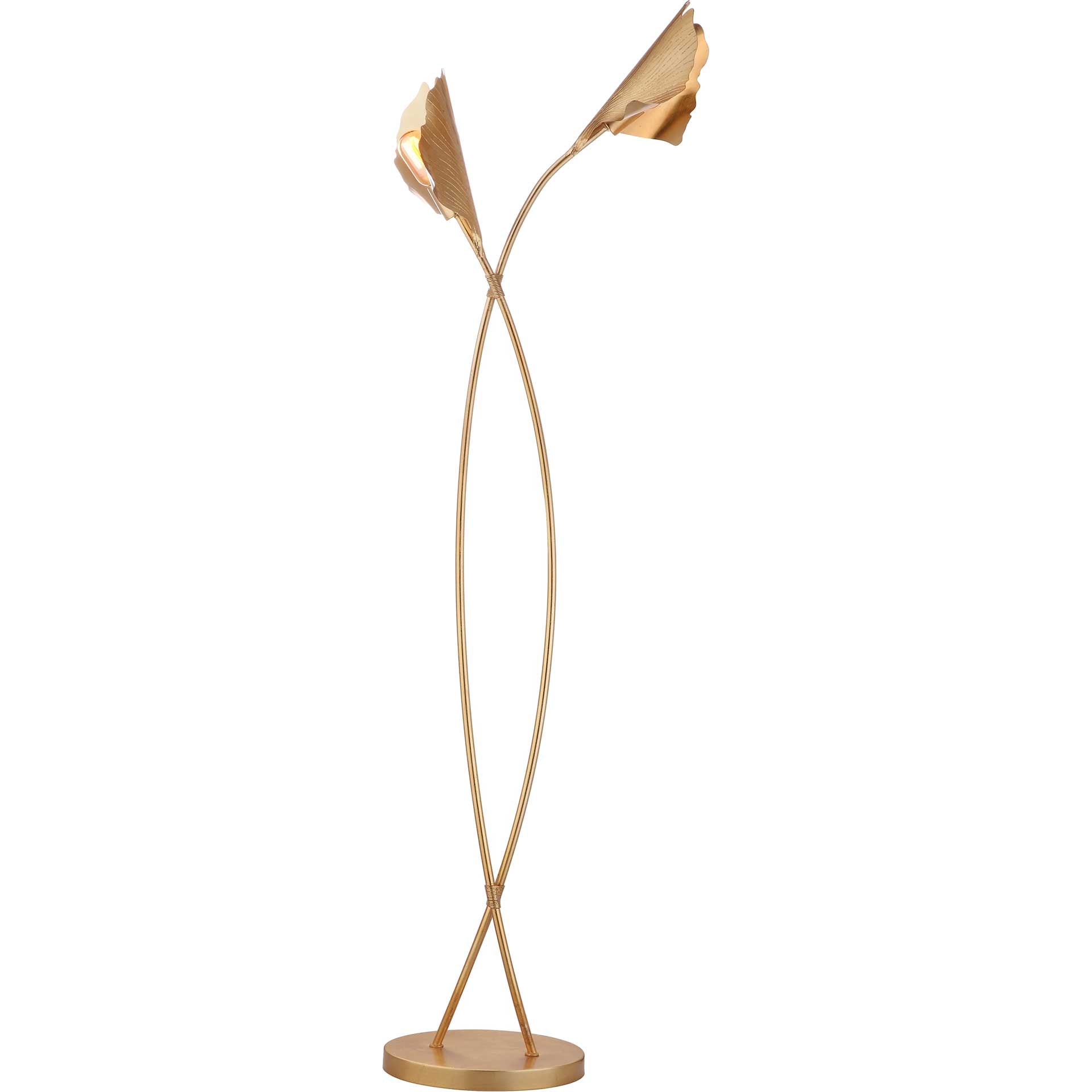 Mekhi Ginkgo Leaf Floor Lamp Gold Leaf