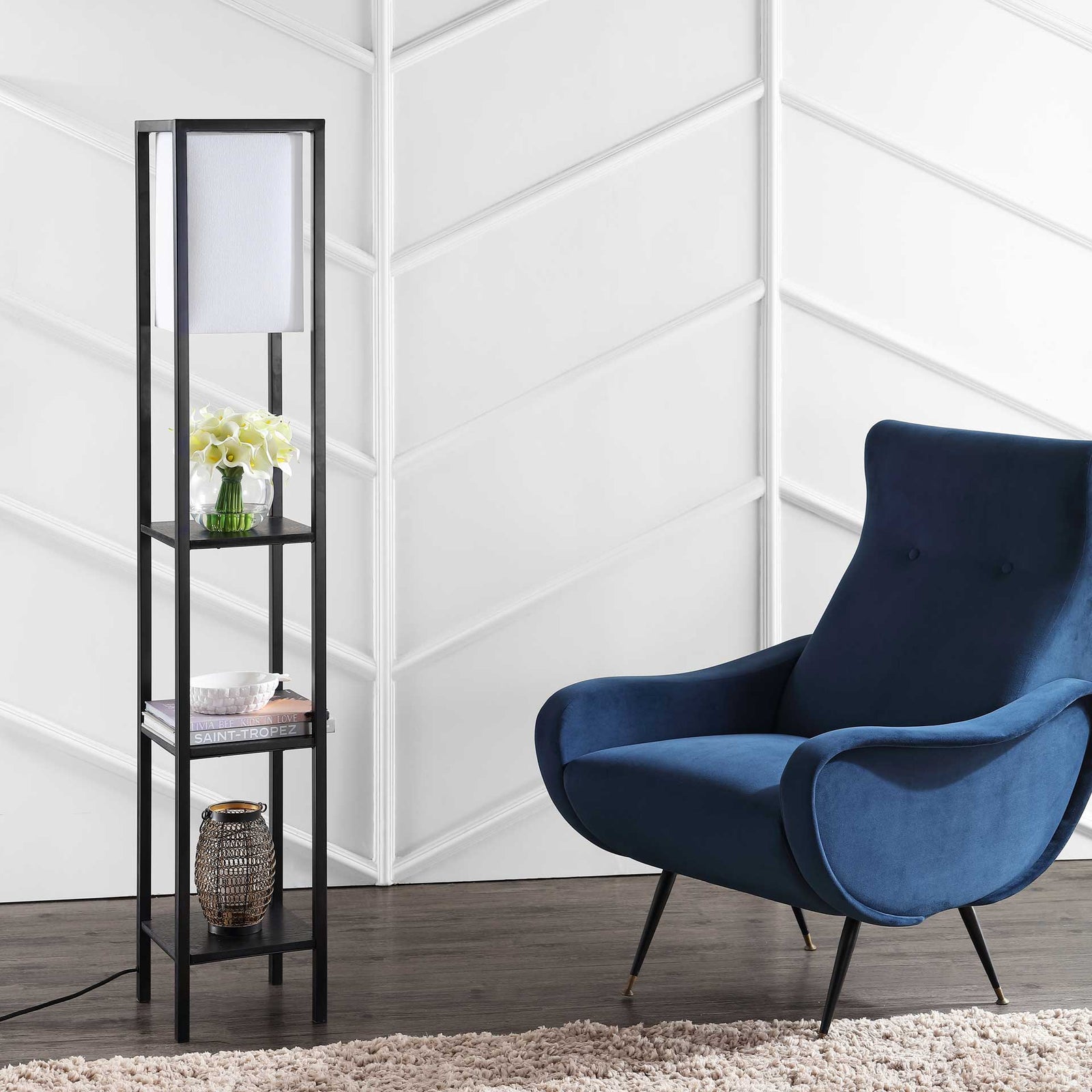 Riley Shelf Floor Lamp Black