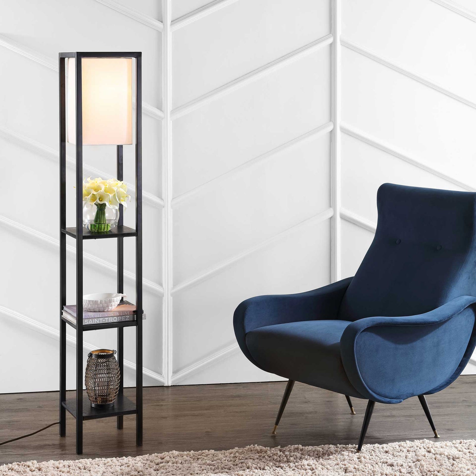 Riley Shelf Floor Lamp Black