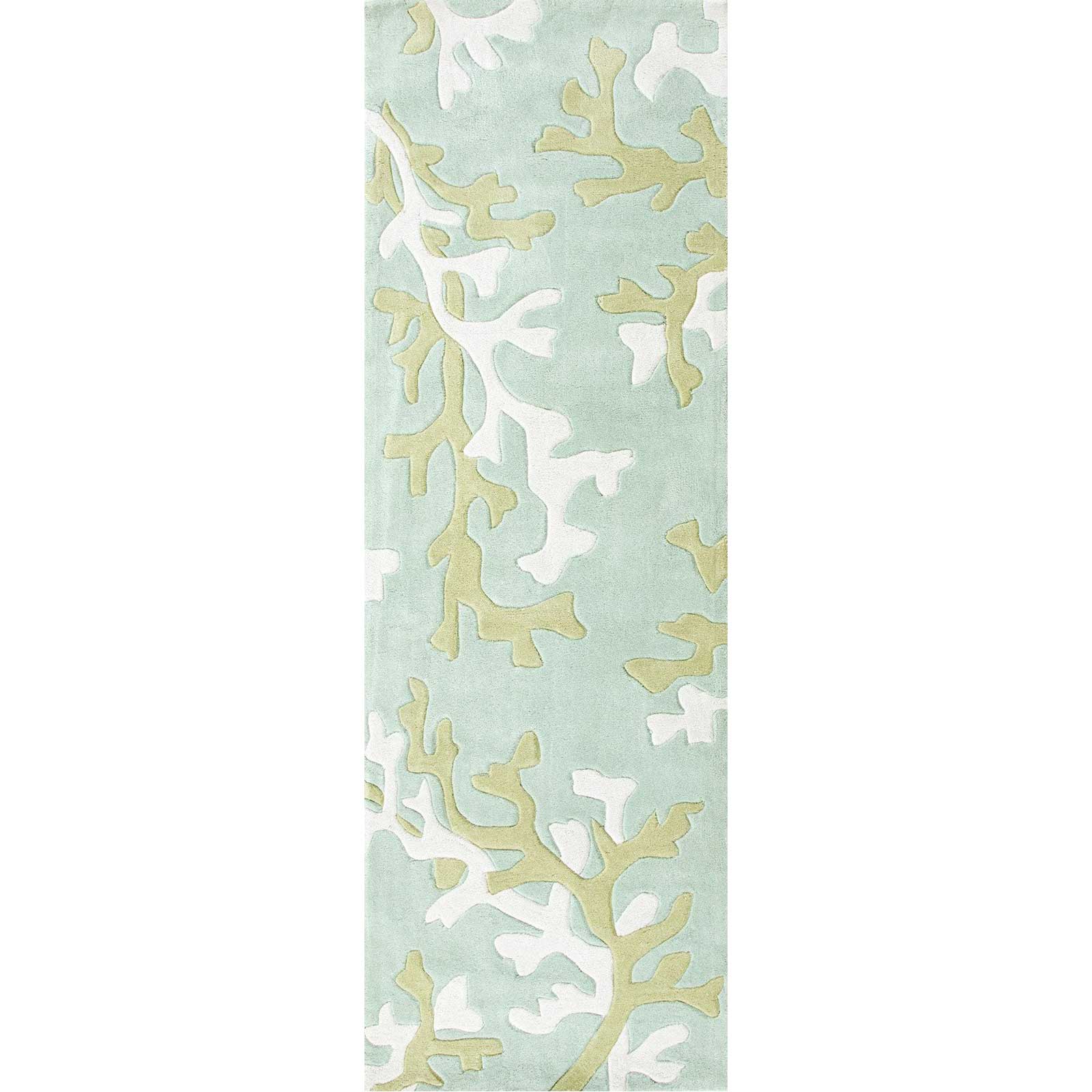 Fusion Coral Fixation Turquoise Blue/White Runner Rug