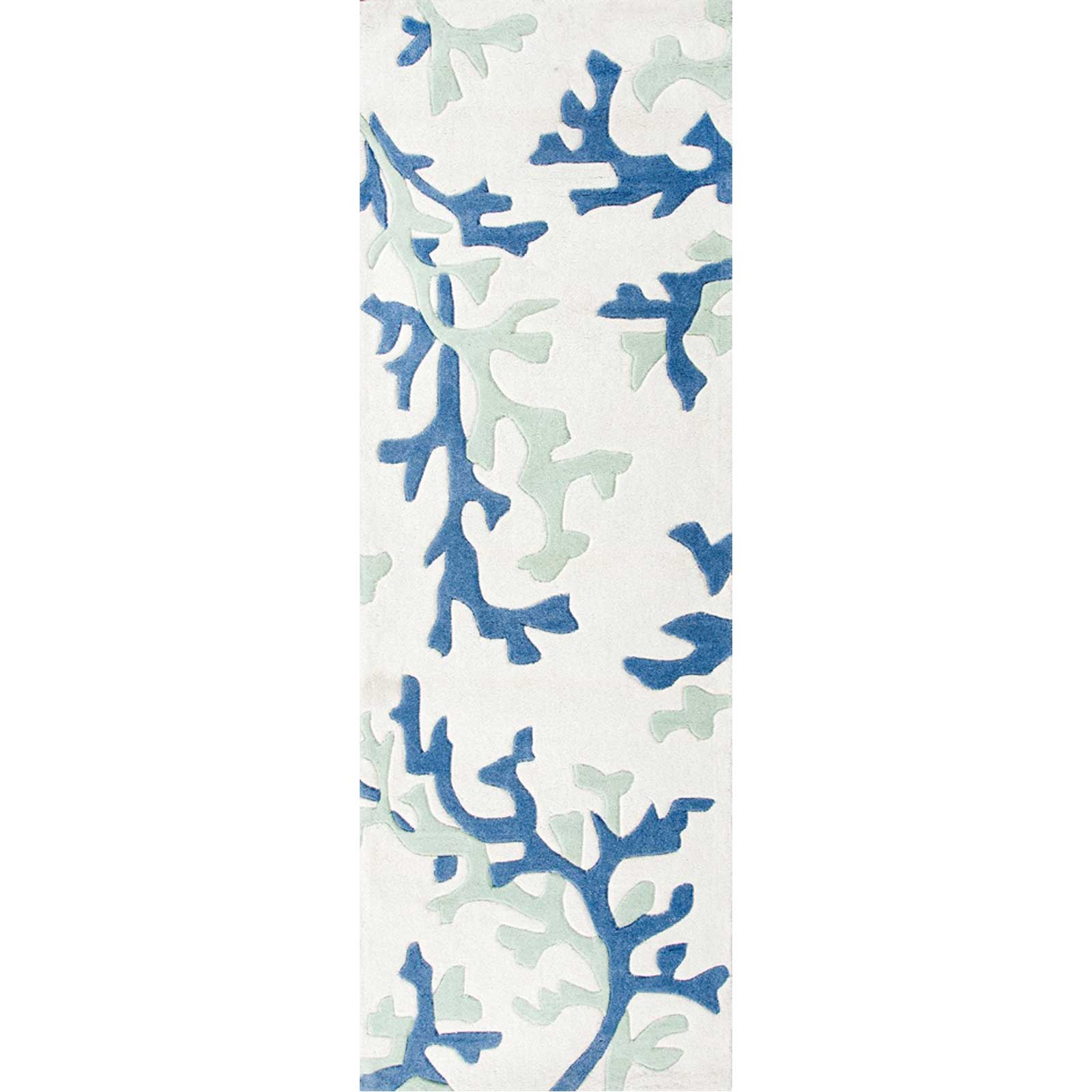 Fusion Coral Fixation White/Sea Green Runner Rug