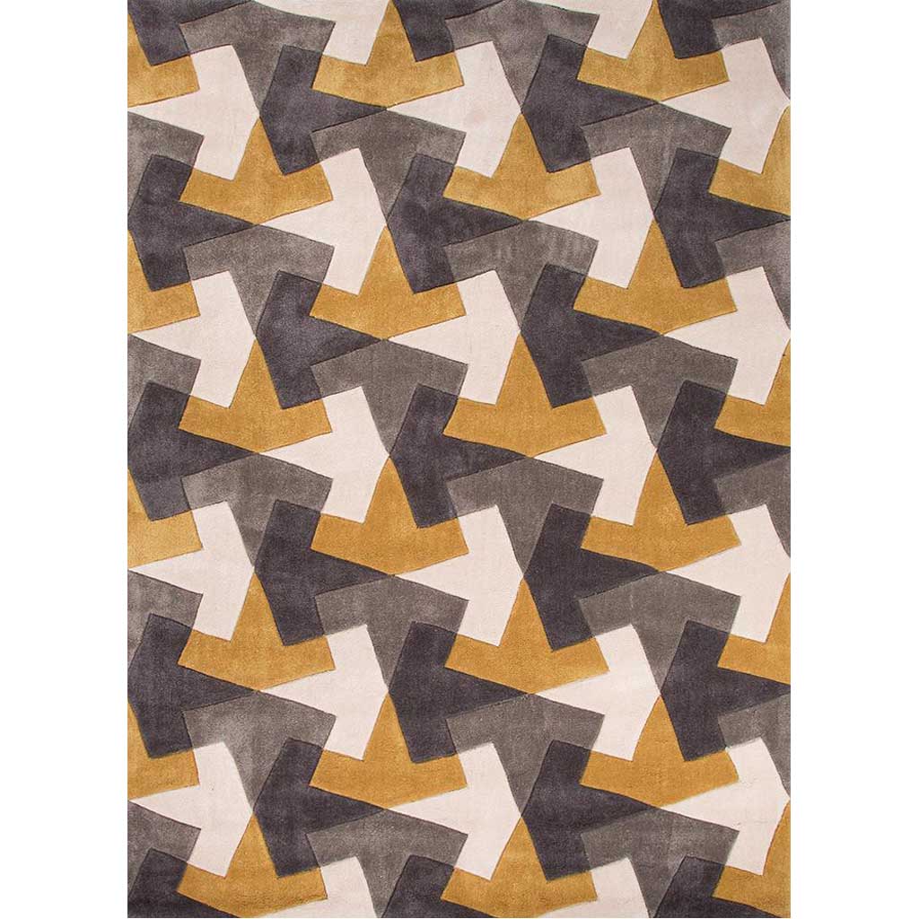 Fusion Tesselation Gold/Gray Area Rug