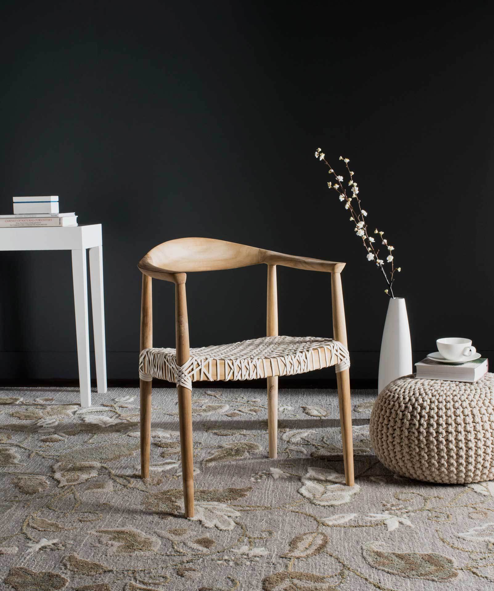 Baize Arm Chair Light Oak/Off White