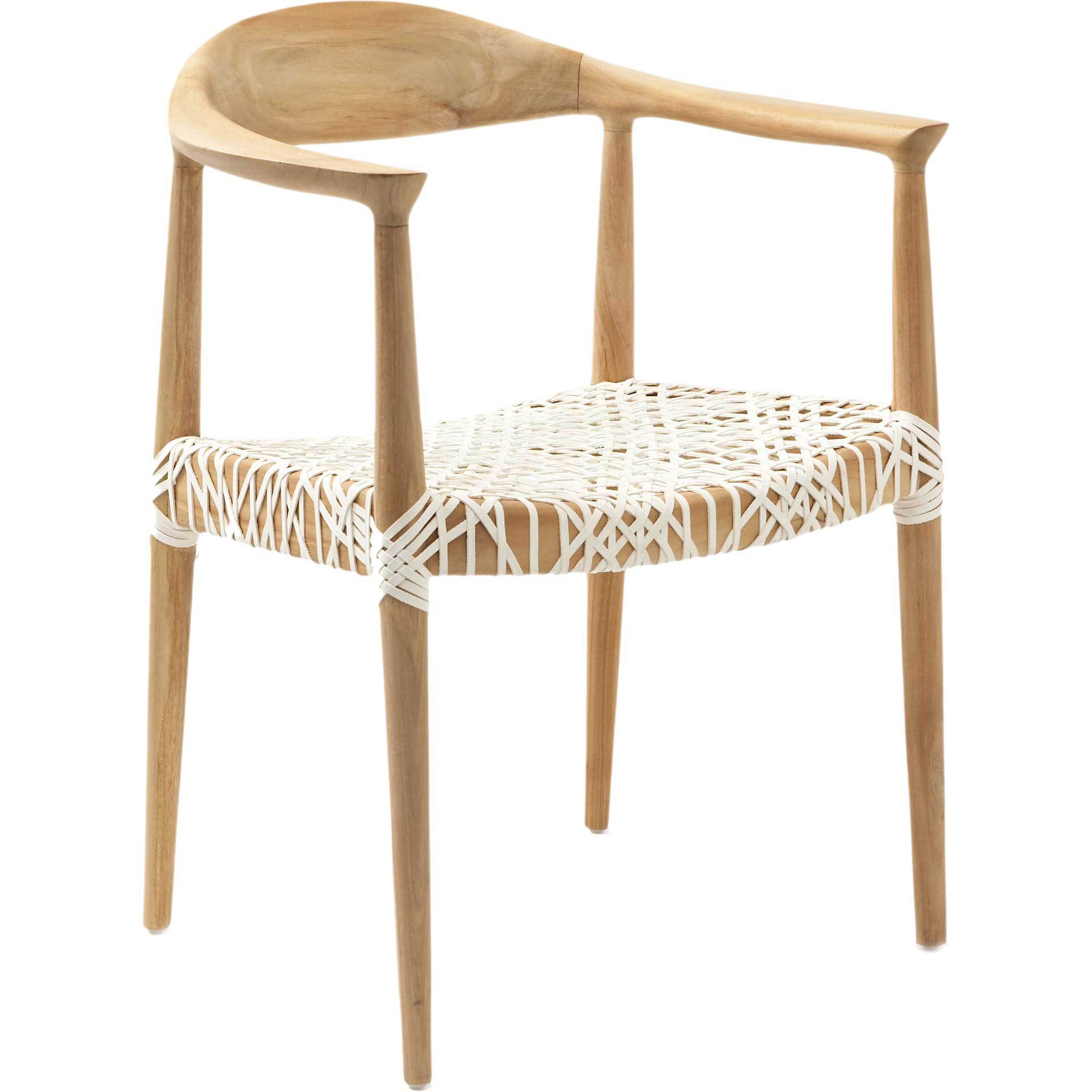 Baize Arm Chair Light Oak/Off White
