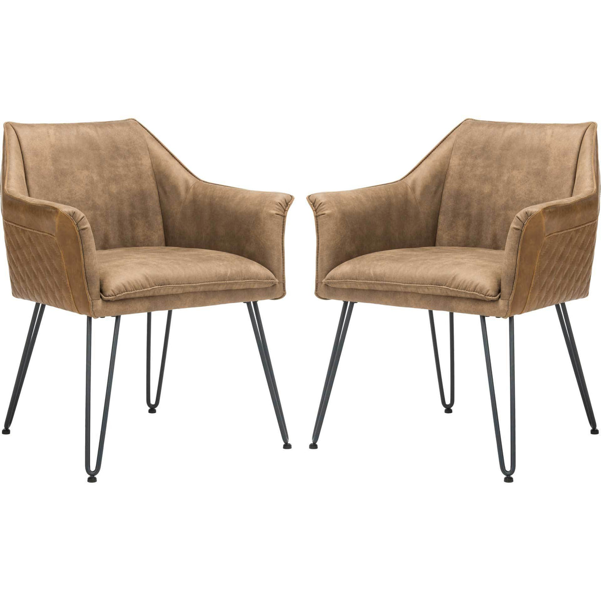 Esabella Leather Dining Chair Light Brown (Set of 2)