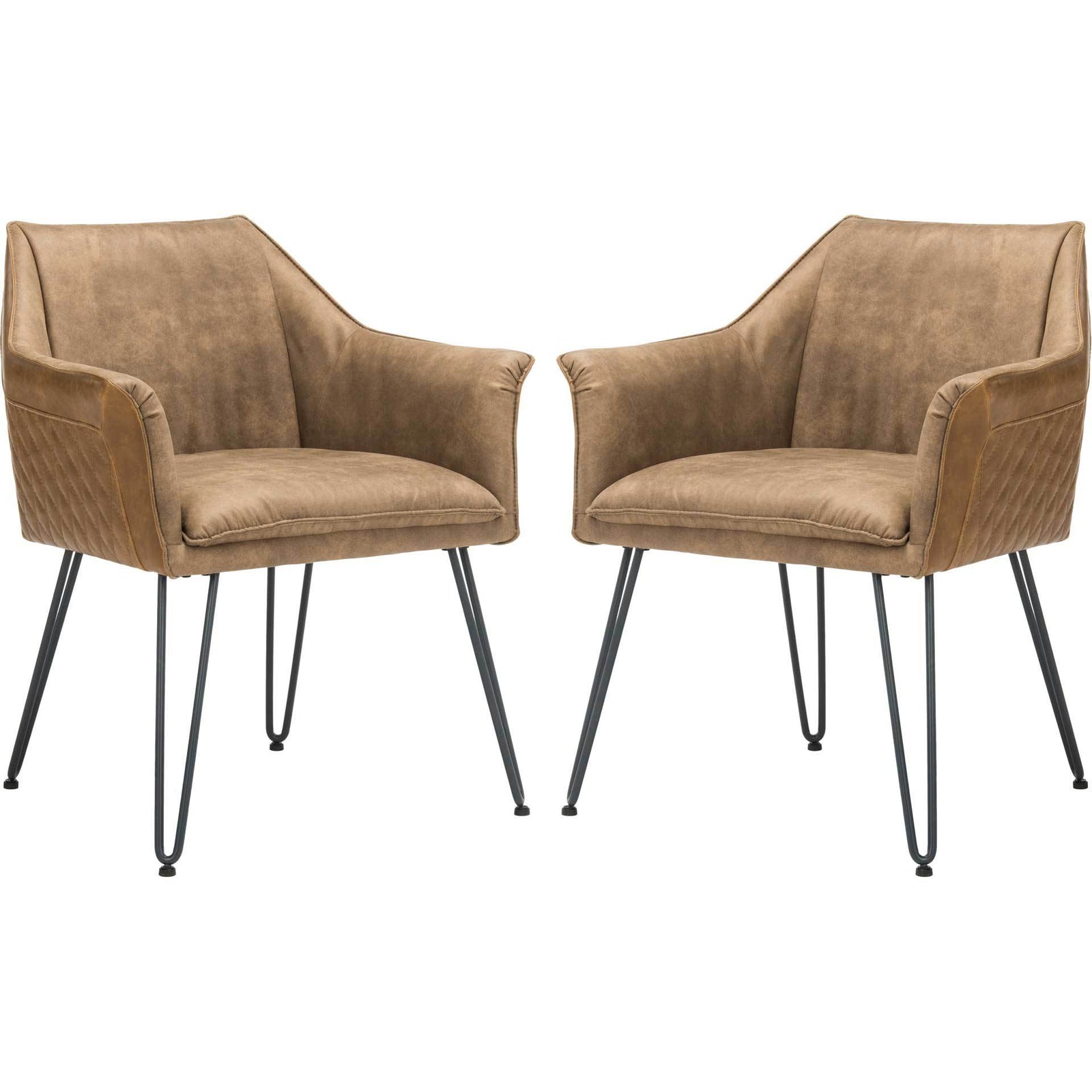 Esabella Leather Dining Chair Light Brown (Set of 2)