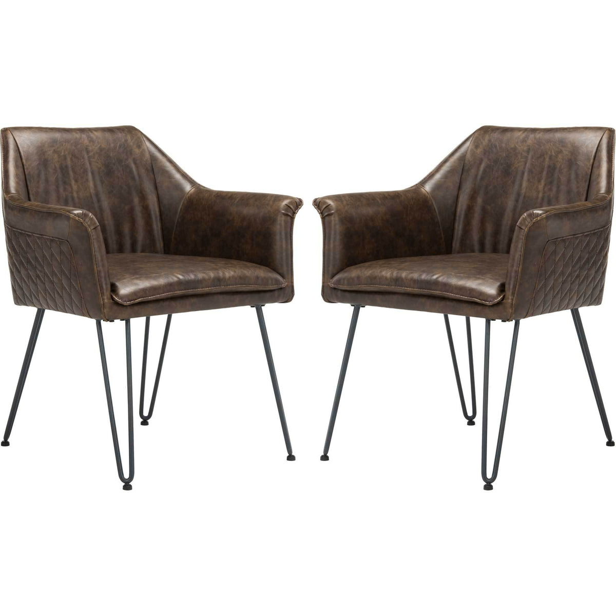Esabella Leather Dining Chair Dark Brown (Set of 2)