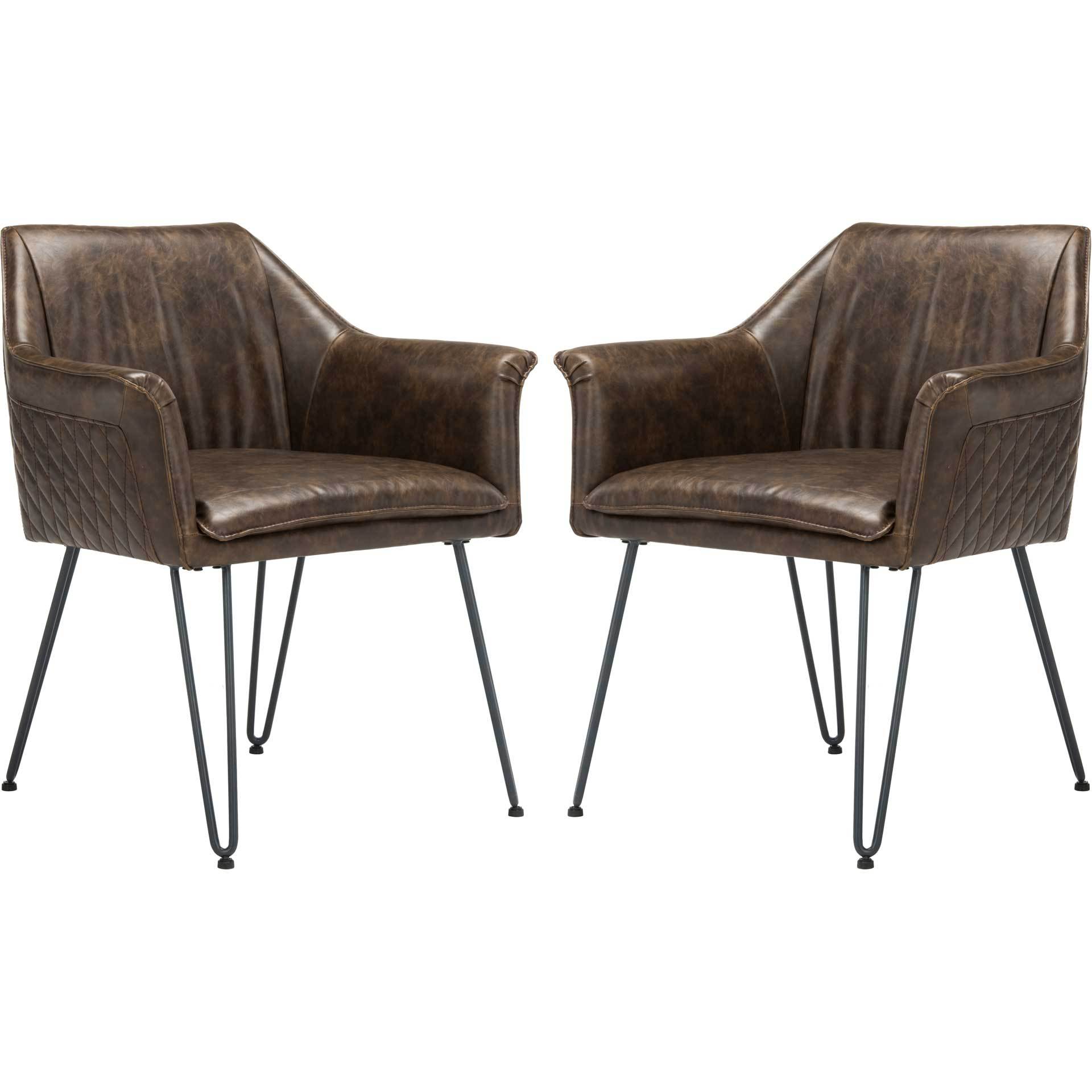 Esabella Leather Dining Chair Dark Brown (Set of 2)