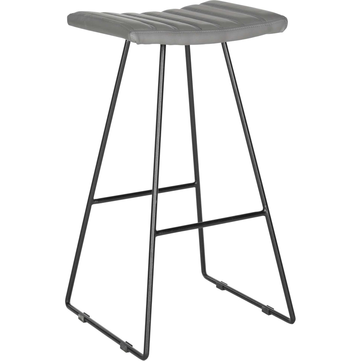 A padded gray faux leather seat and airy iron frame lend clean-lined style to this bar stool. || FOX2010C-SET2 || front_angle_studio