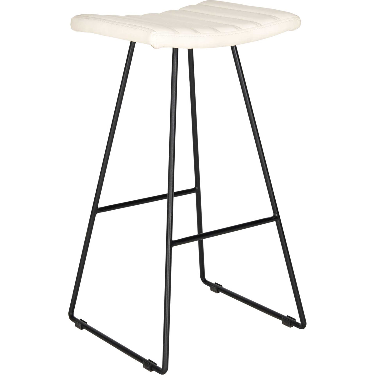 Cream faux leather and a slender black A-line frame bring airy style to bar-height seating. || FOX2010D-SET2 || front_angle_studio