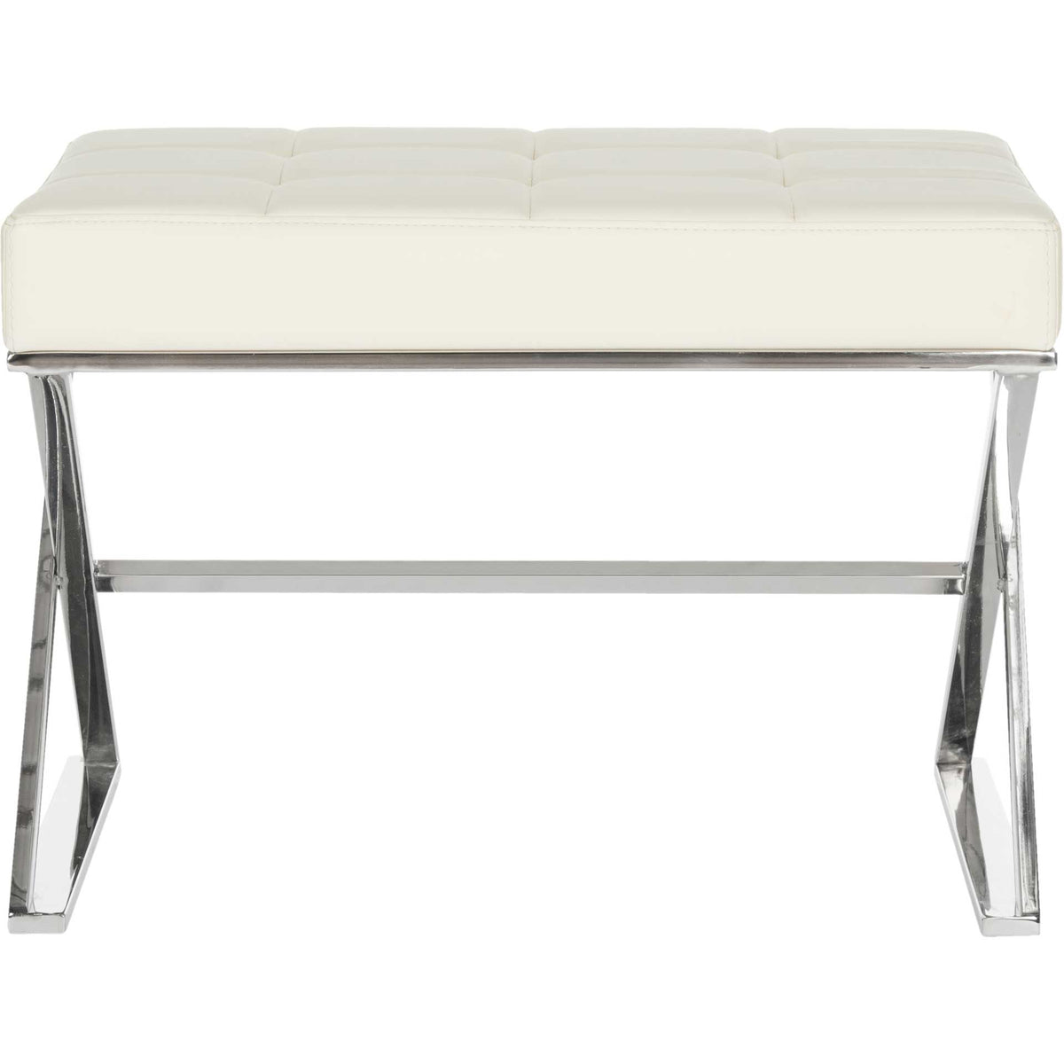 Mingle Ottoman Creme/Chrome