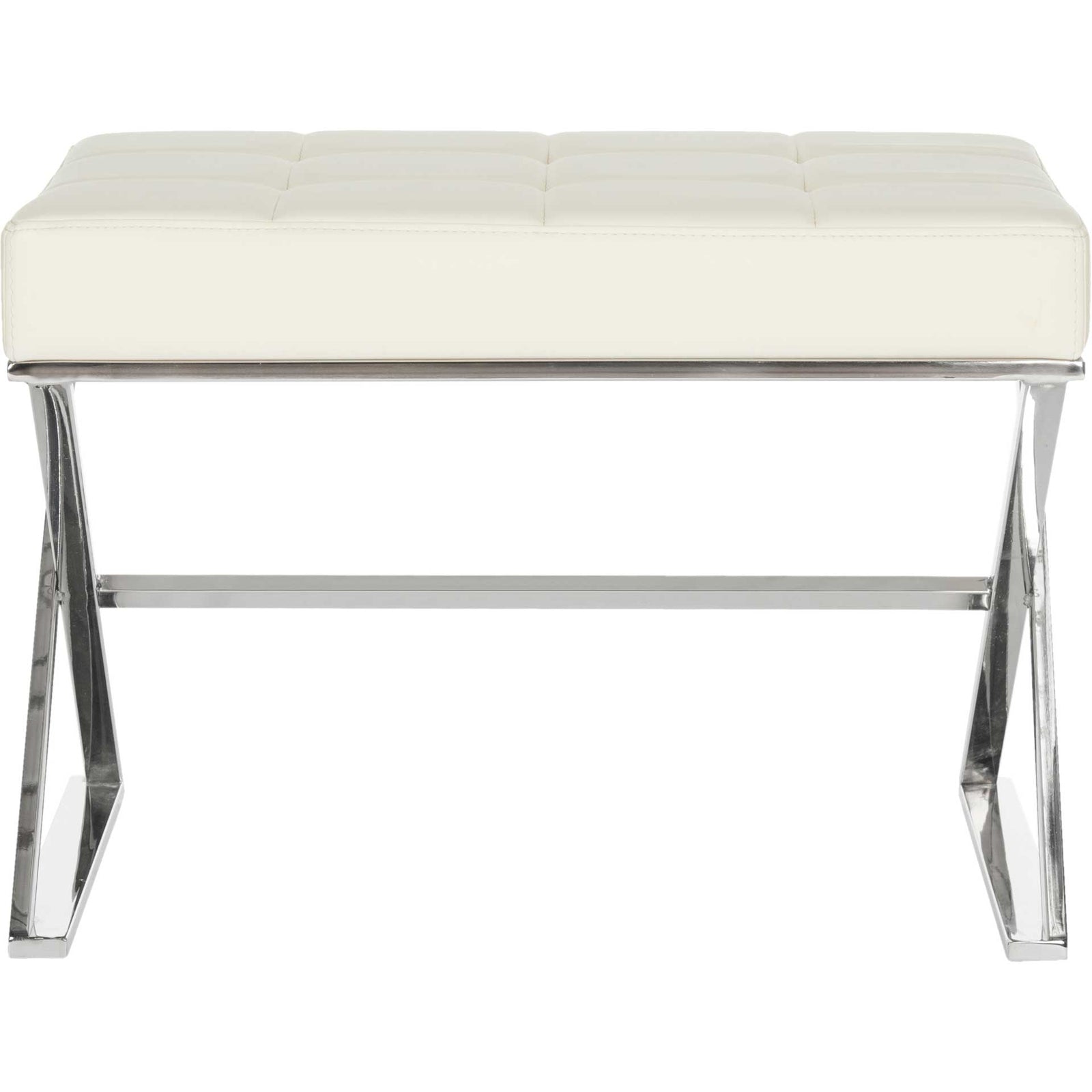 Mingle Ottoman Creme/Chrome