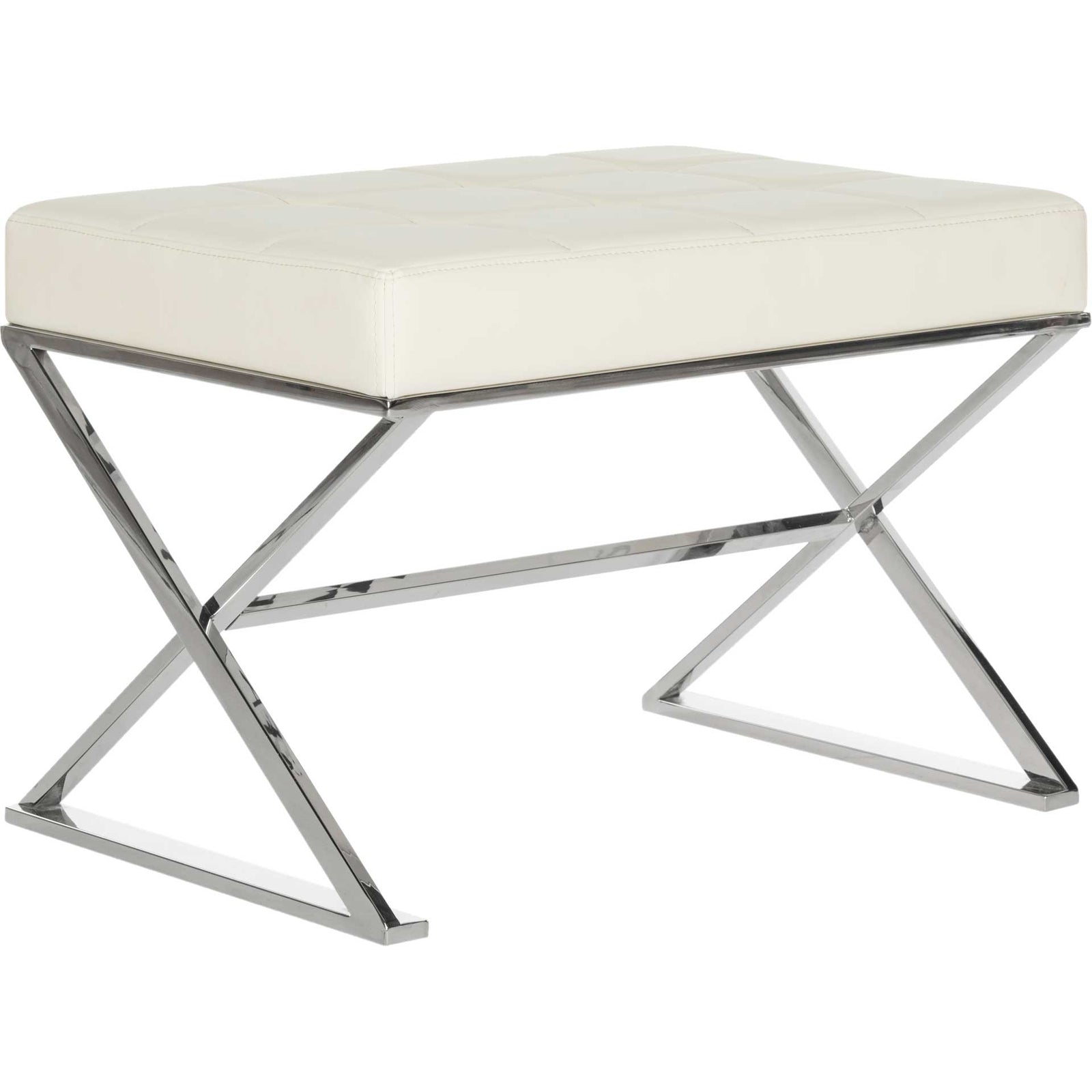 Mingle Ottoman Creme/Chrome