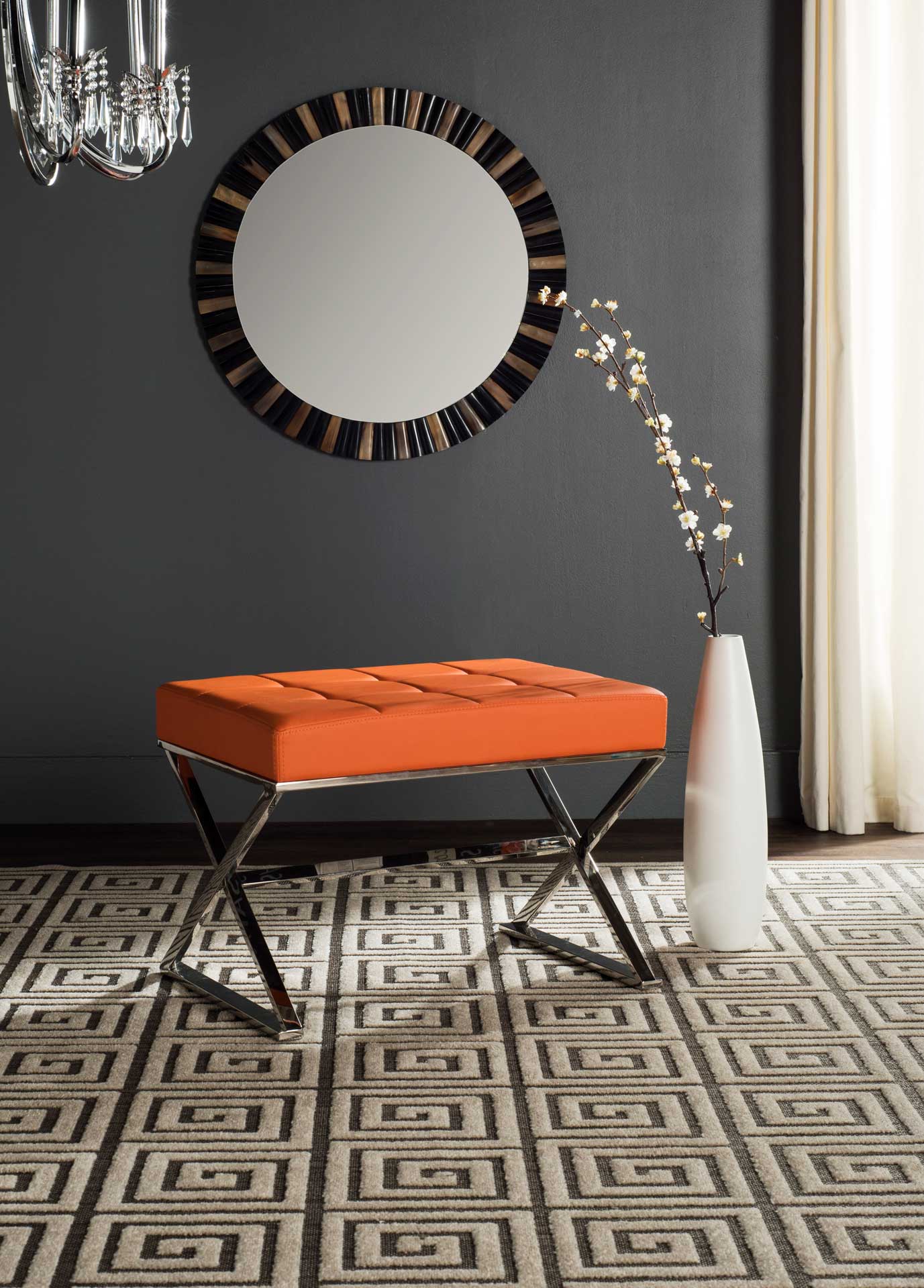 Mingle Ottoman Orange/Chrome