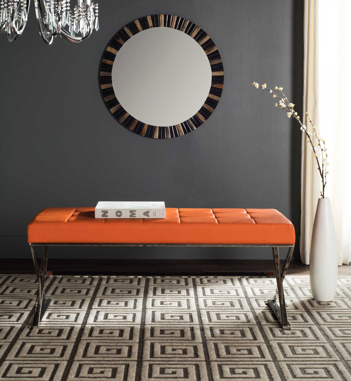 Mingle Bench Orange/Chrome