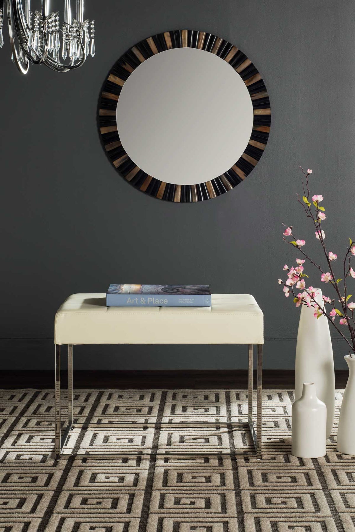 Roger Ottoman Creme/Chrome