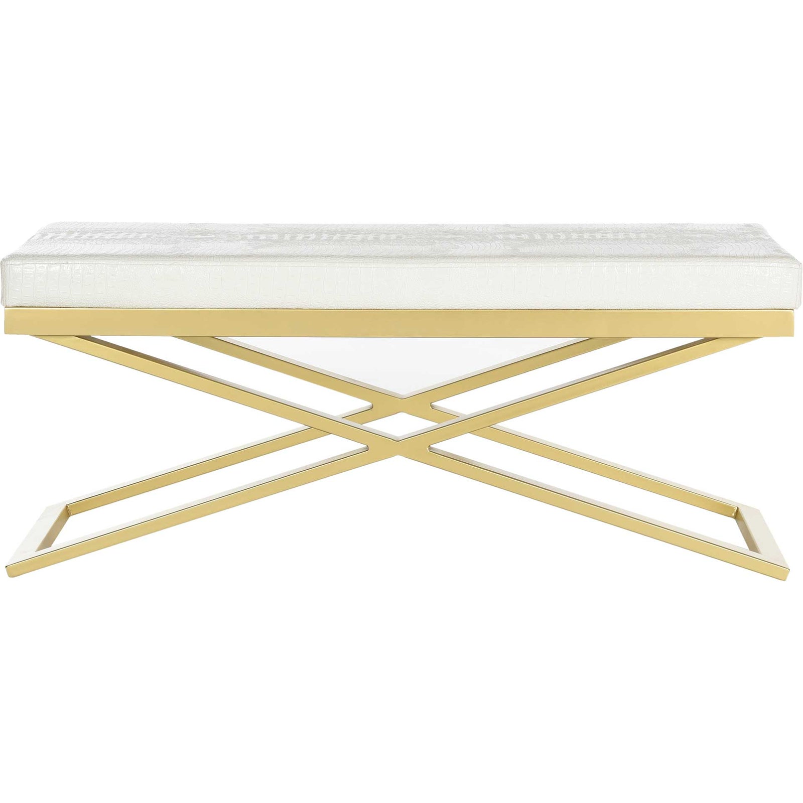 Achilles Bench White Crocodile/Gold