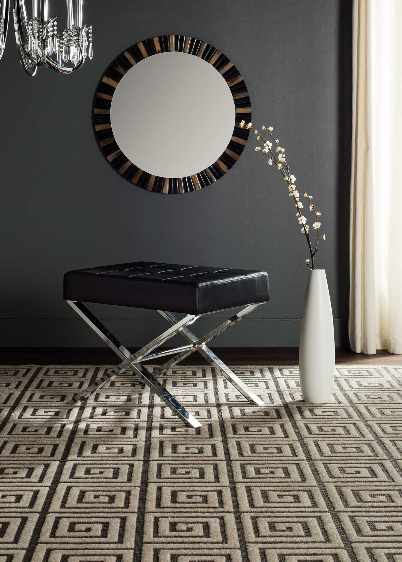 Simon Ottoman Black/Chrome