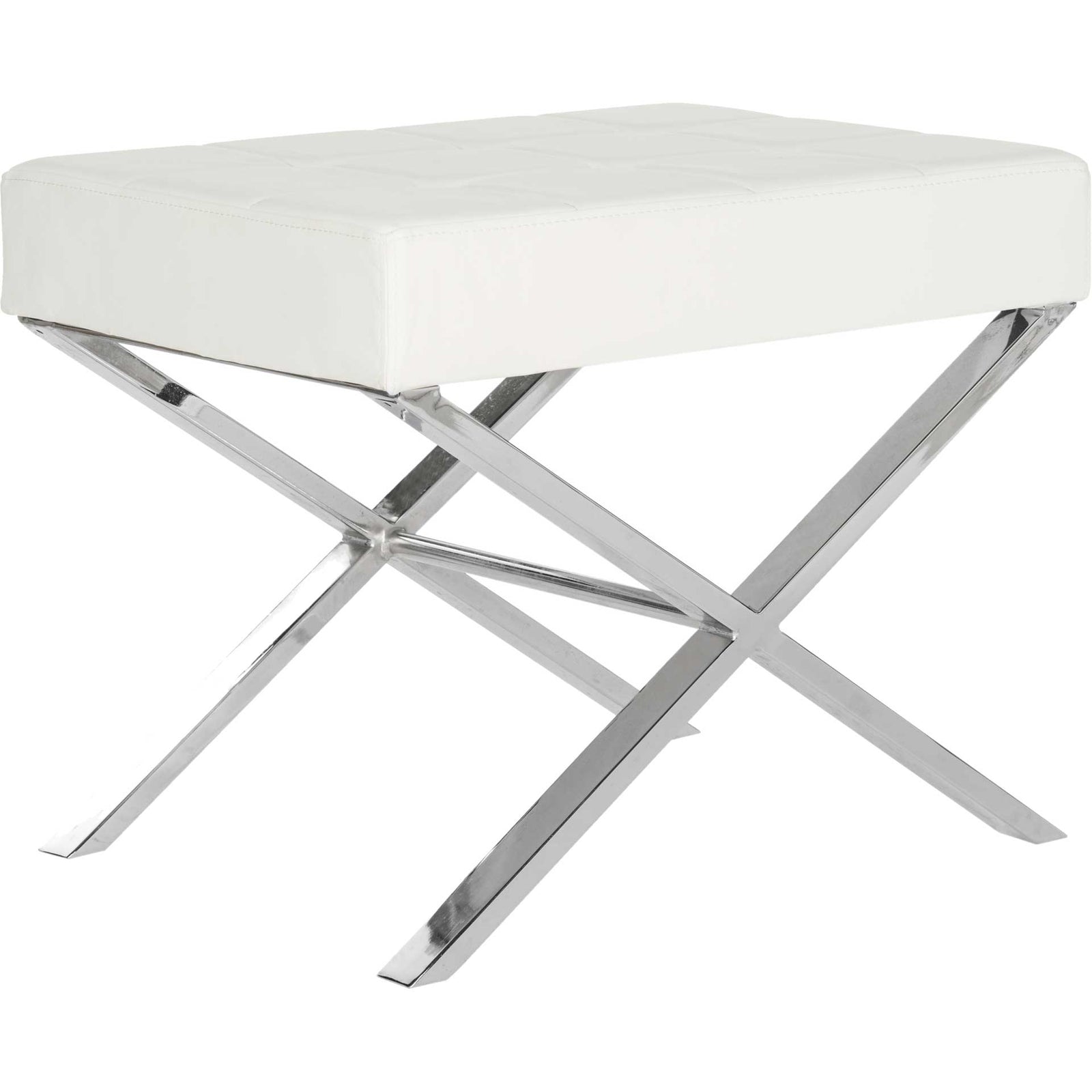 Simon Ottoman White/Chrome