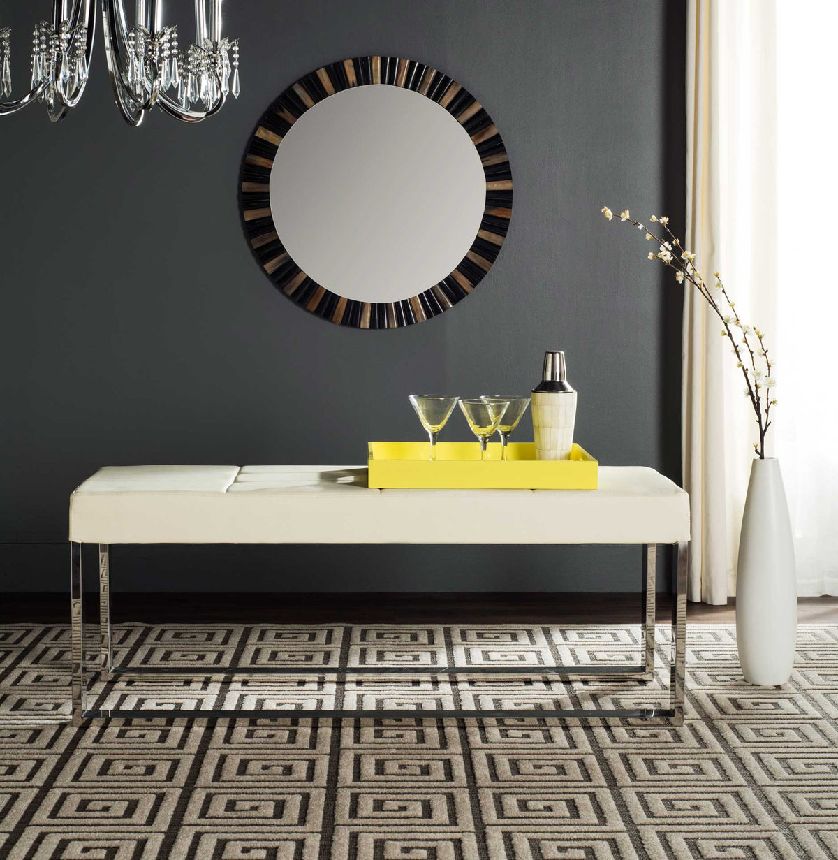 Malmo Bench Creme/Chrome