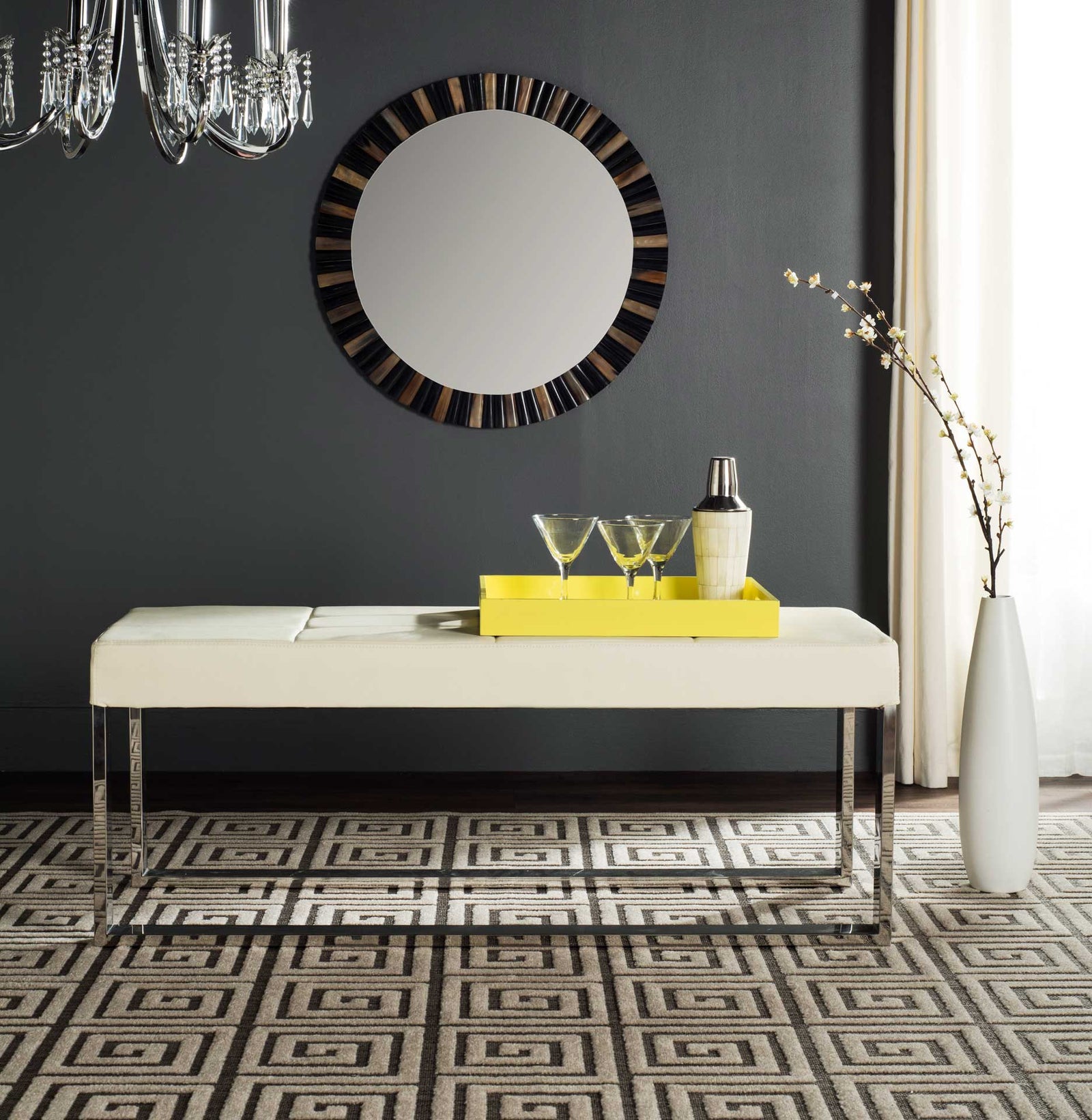 Malmo Bench Creme/Chrome