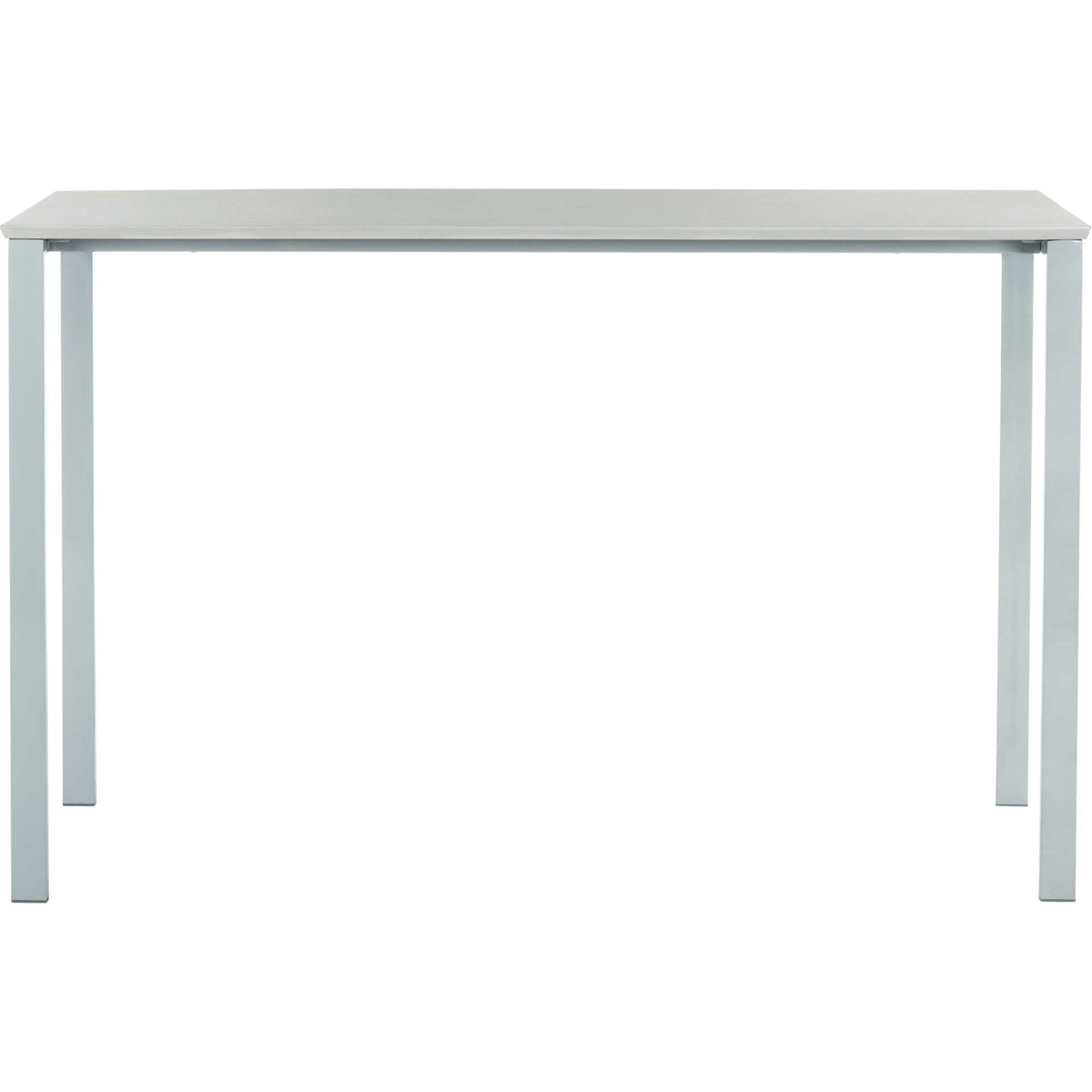 A wide gray desktop spans an open four-leg base for a minimal workspace || FOX2231B || front_studio
