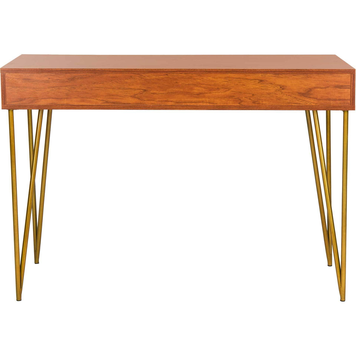 Pierce Two Drawer Desk Natural/Gold