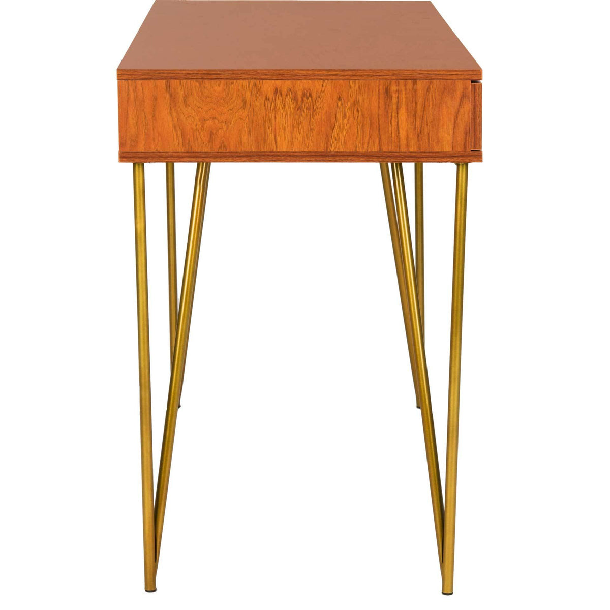 Pierce Two Drawer Desk Natural/Gold