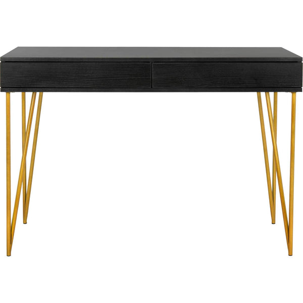 Pierce Two Drawer Desk Black/Gold - Froy.com