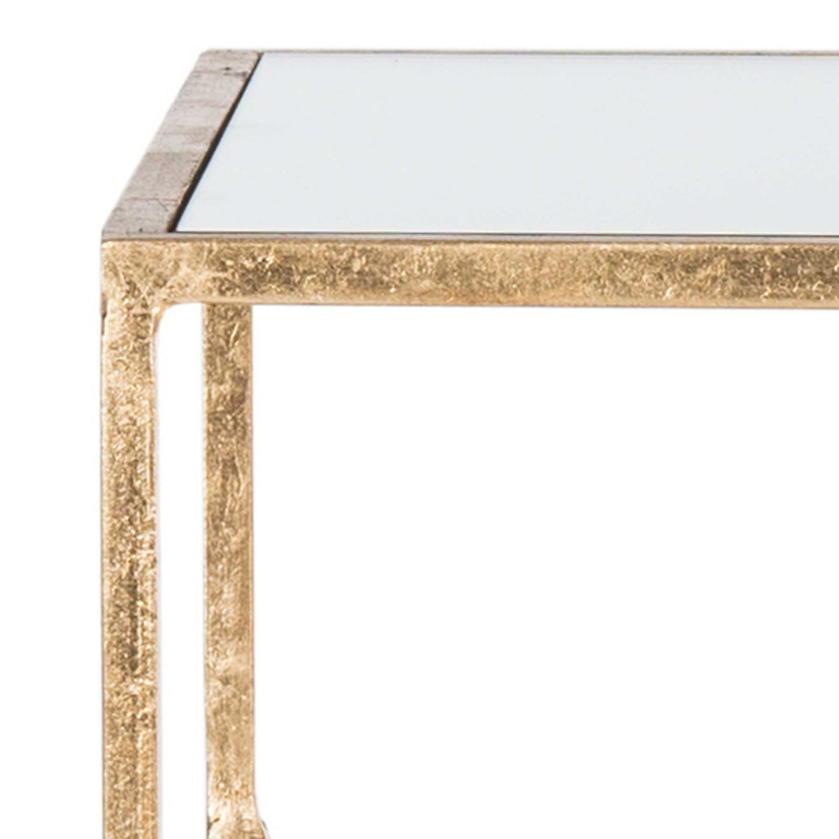 Velvet Poms Gold Leaf End Table Antique Gold