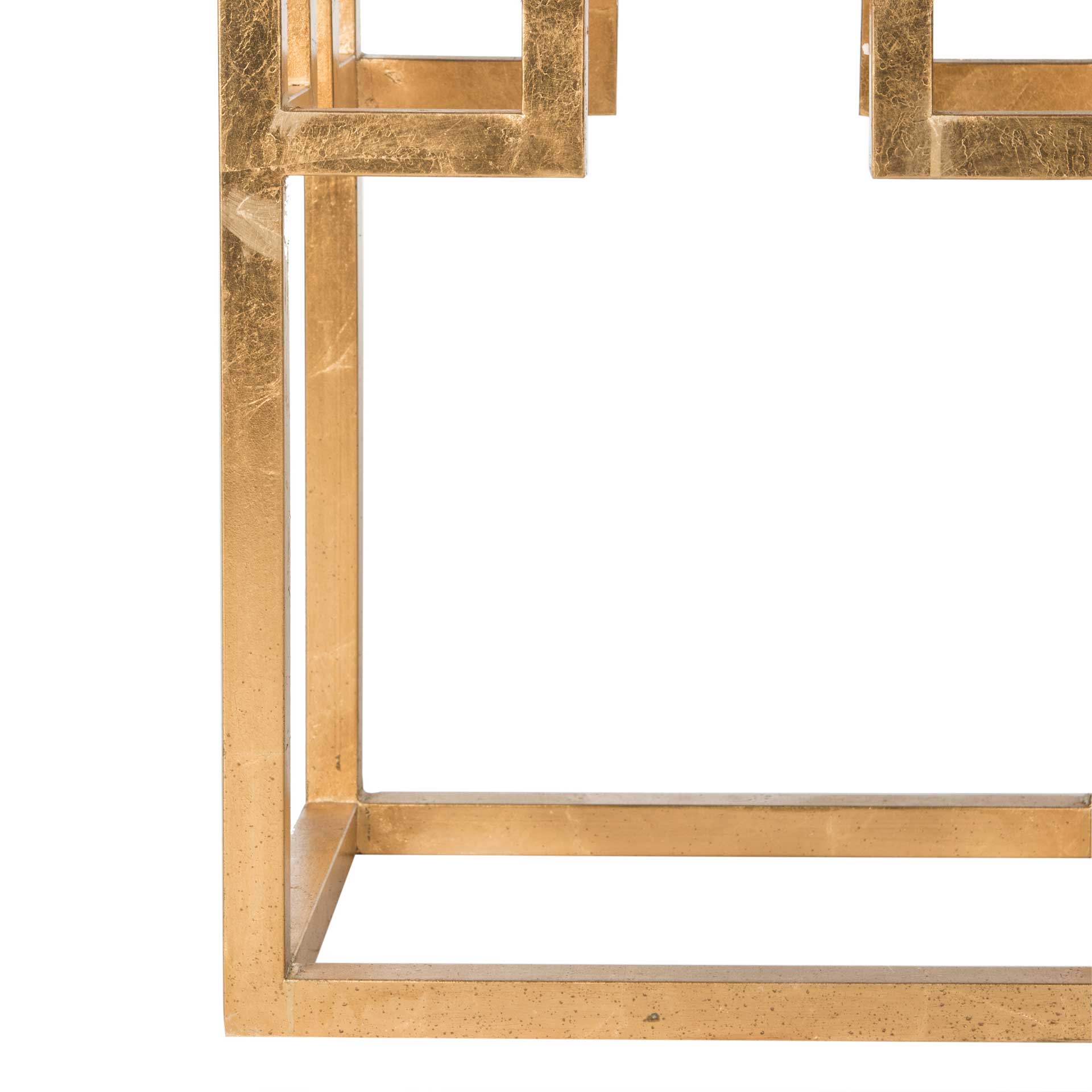 Byrnes Greek Key Glass Top End Table Antique Gold
