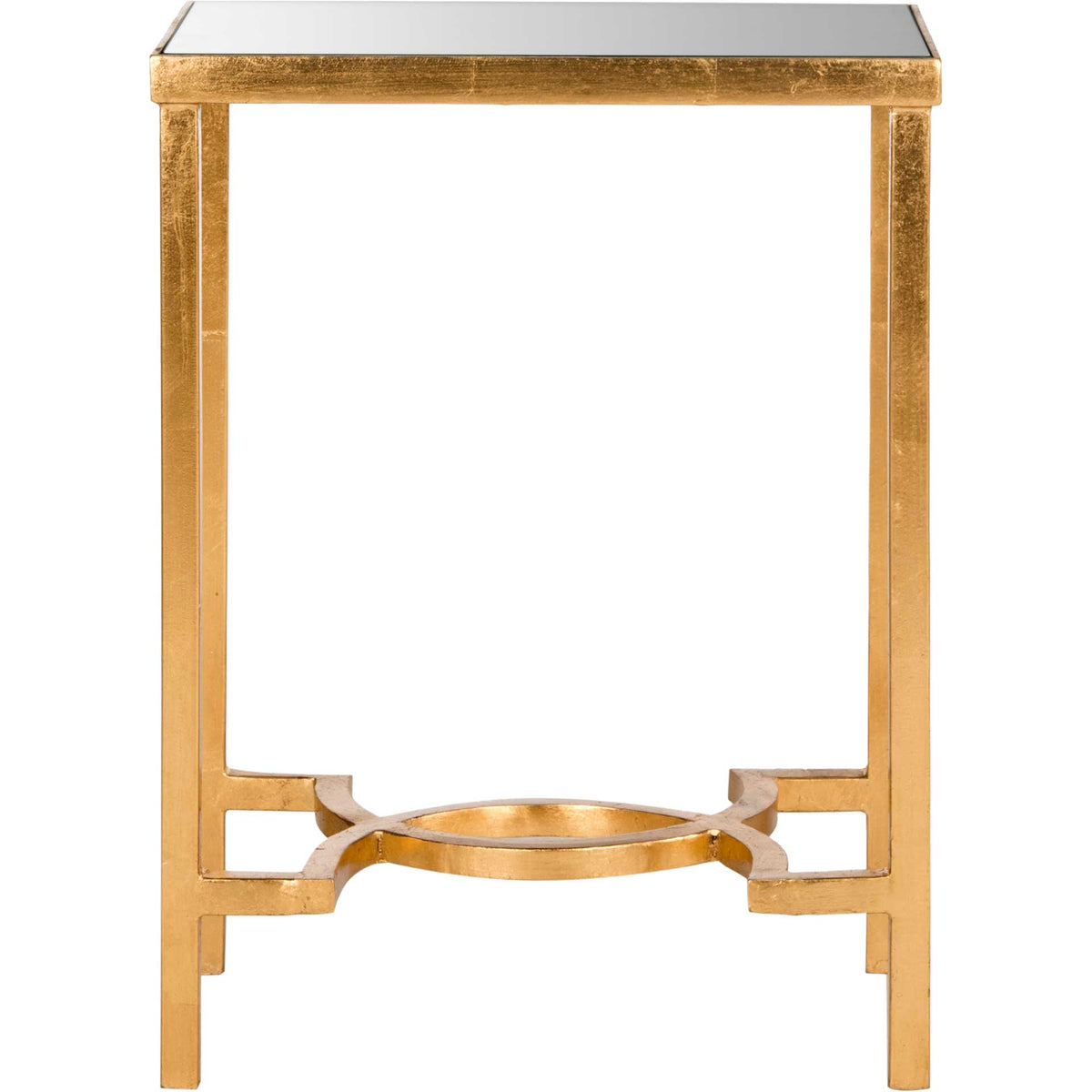 Misha Mirror Top Gold Leaf End Table Antique Gold