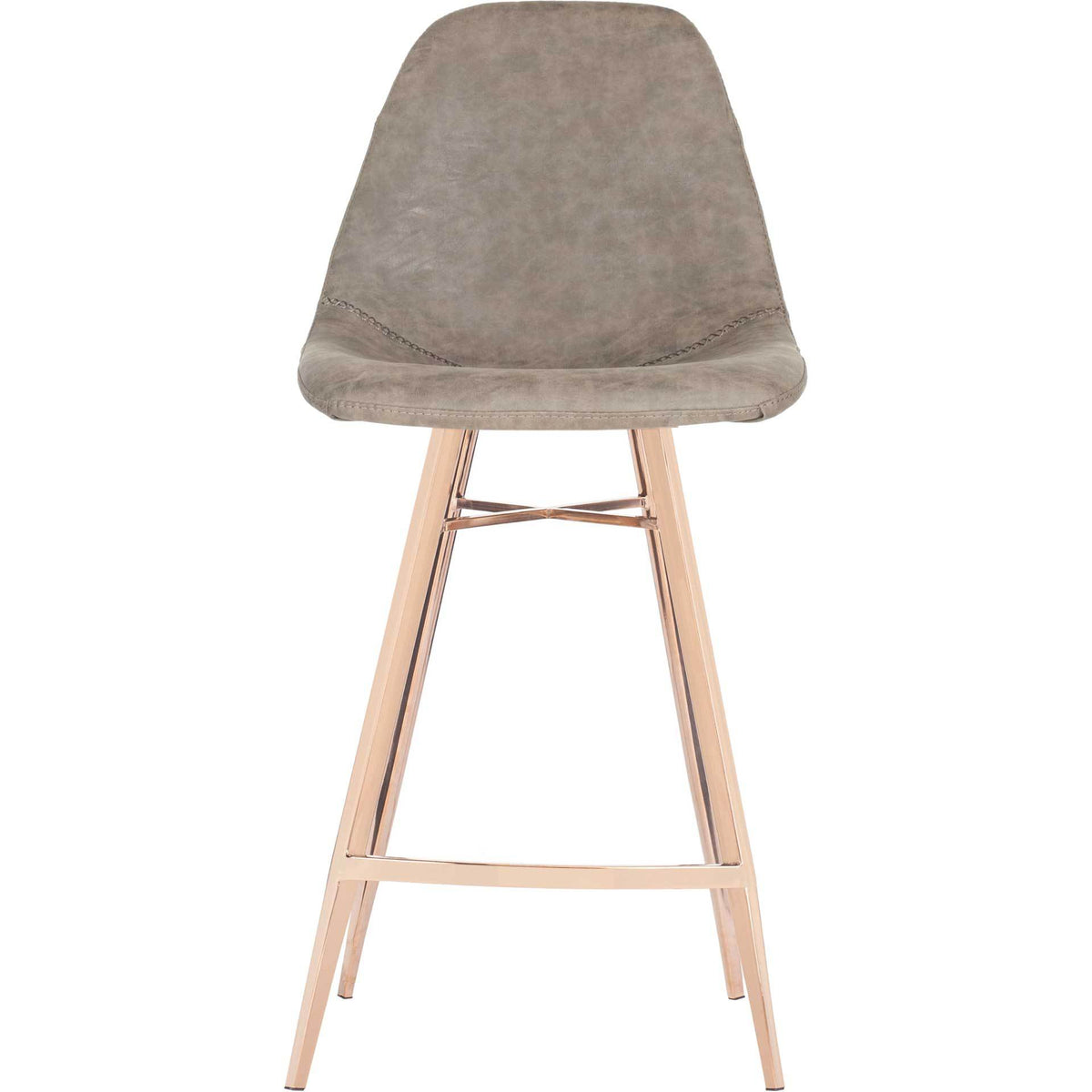 A rounded taupe faux leather back meets a contoured seat and a copper-finished footrest. || FOX3012B || front_studio