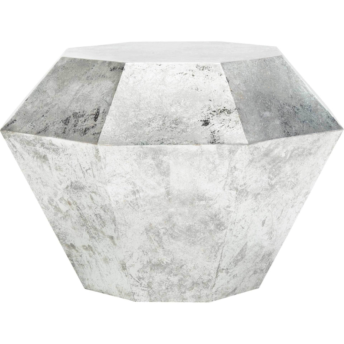 Grey Diamond Accent Table Antique Silver