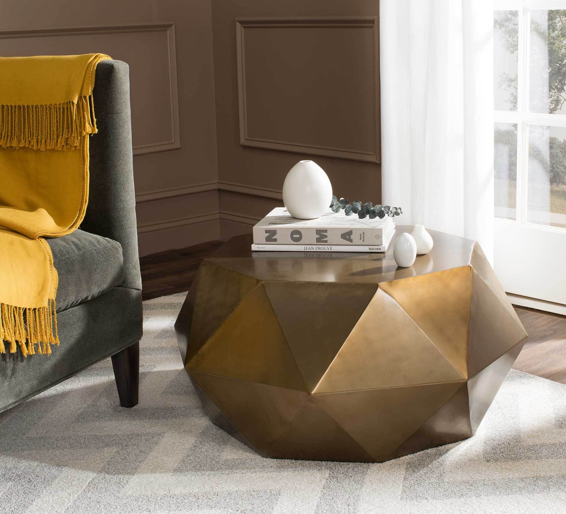 Aspen Faceted Coffee Table Brass