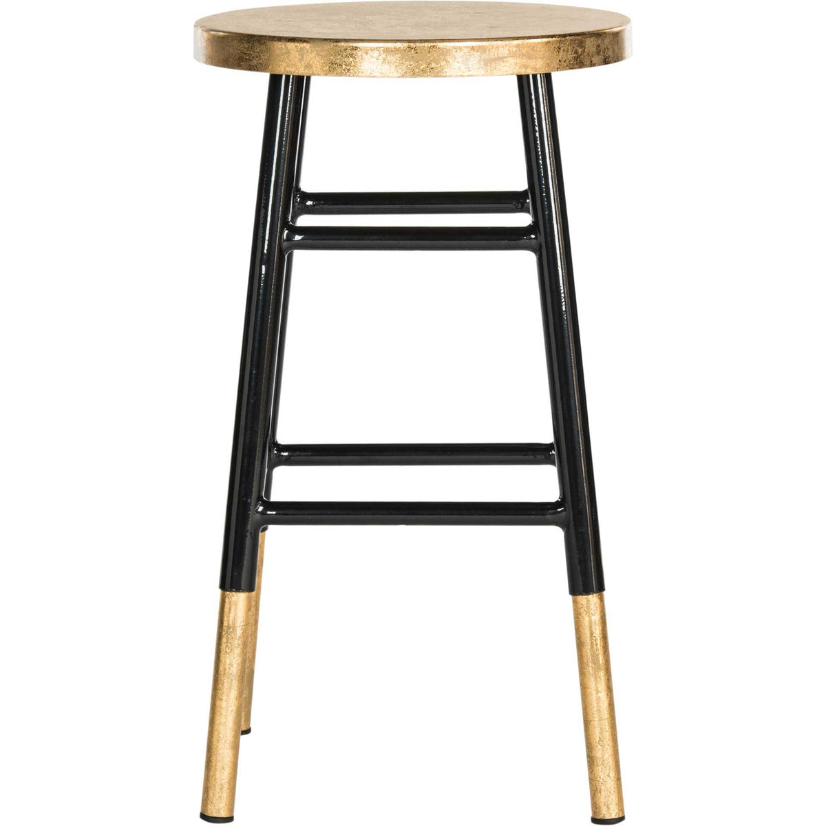 Round gold seat and black iron frame give this counter stool a bold two-tone look || FOX3231C || front_studio